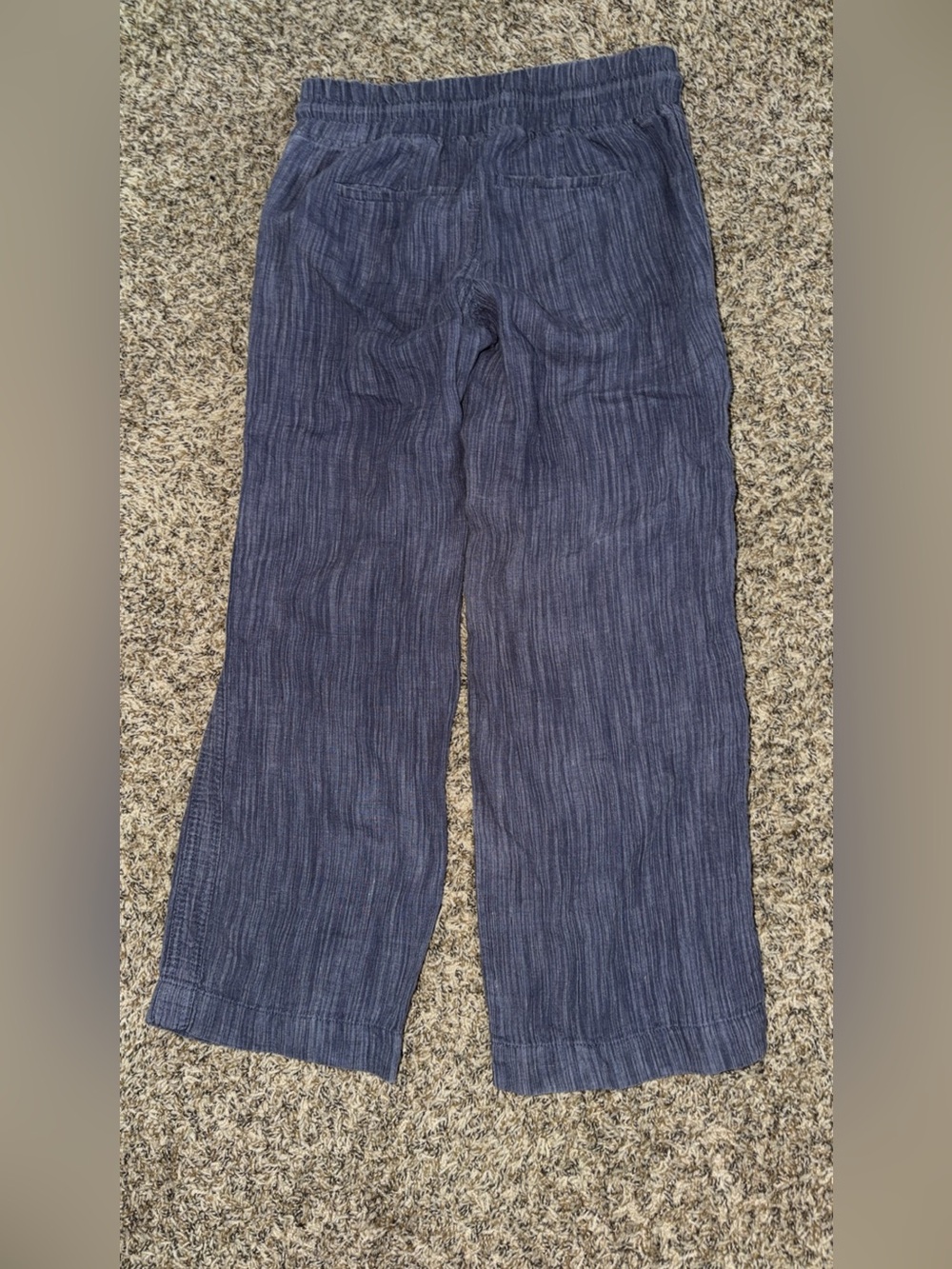 Athleta Cabo Linen Wide Leg Pants Textured Blue Petite 2P - Picture 4 of 4